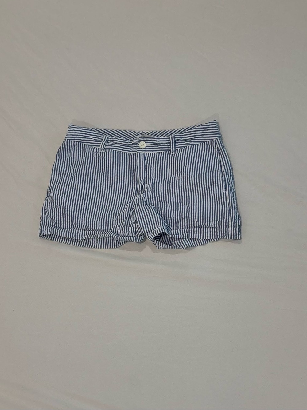 Women’s Navy and White Striped Cotton Shorts